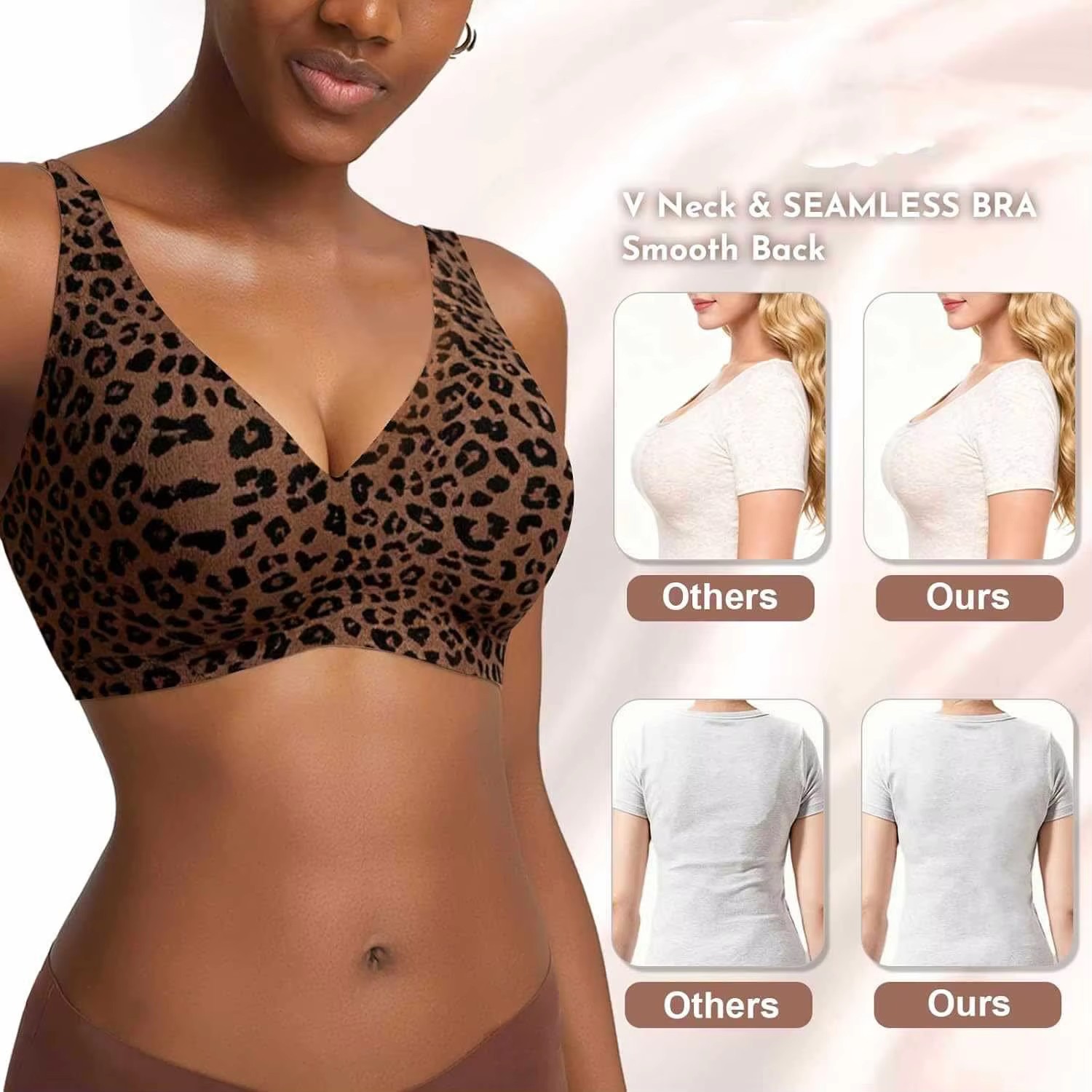 Custom made-2-Row Hook Leopard - đánh giá và giá Plunge Bra Push Up